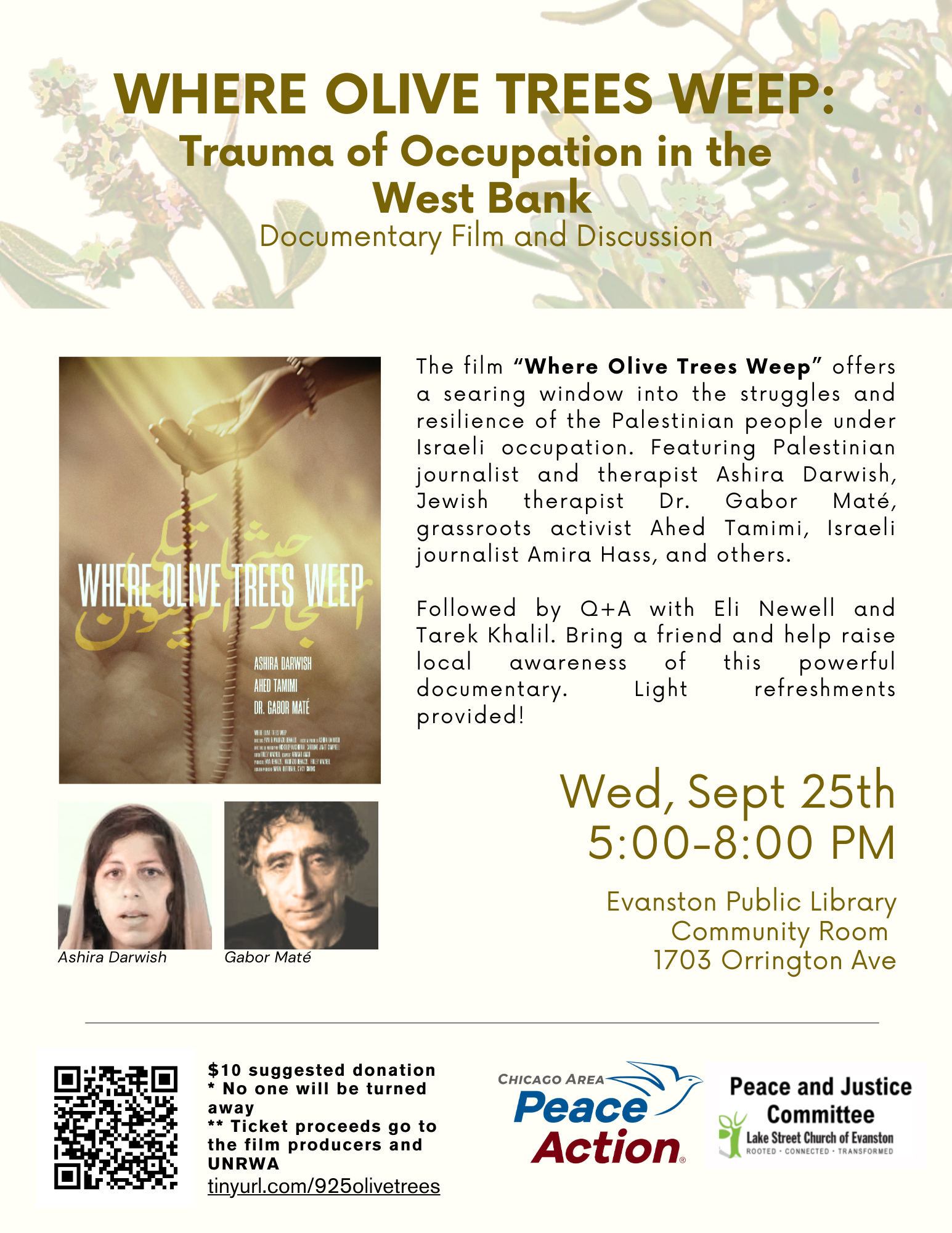 “Where Olive Trees Weep” – Documentary Film & Discussion