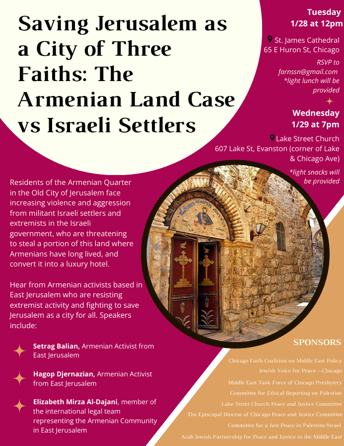 Saving Jerusalem as a City of Three Faiths: the Armenian Land Case vs Israeli Settlers (Jan. 29, 2025)