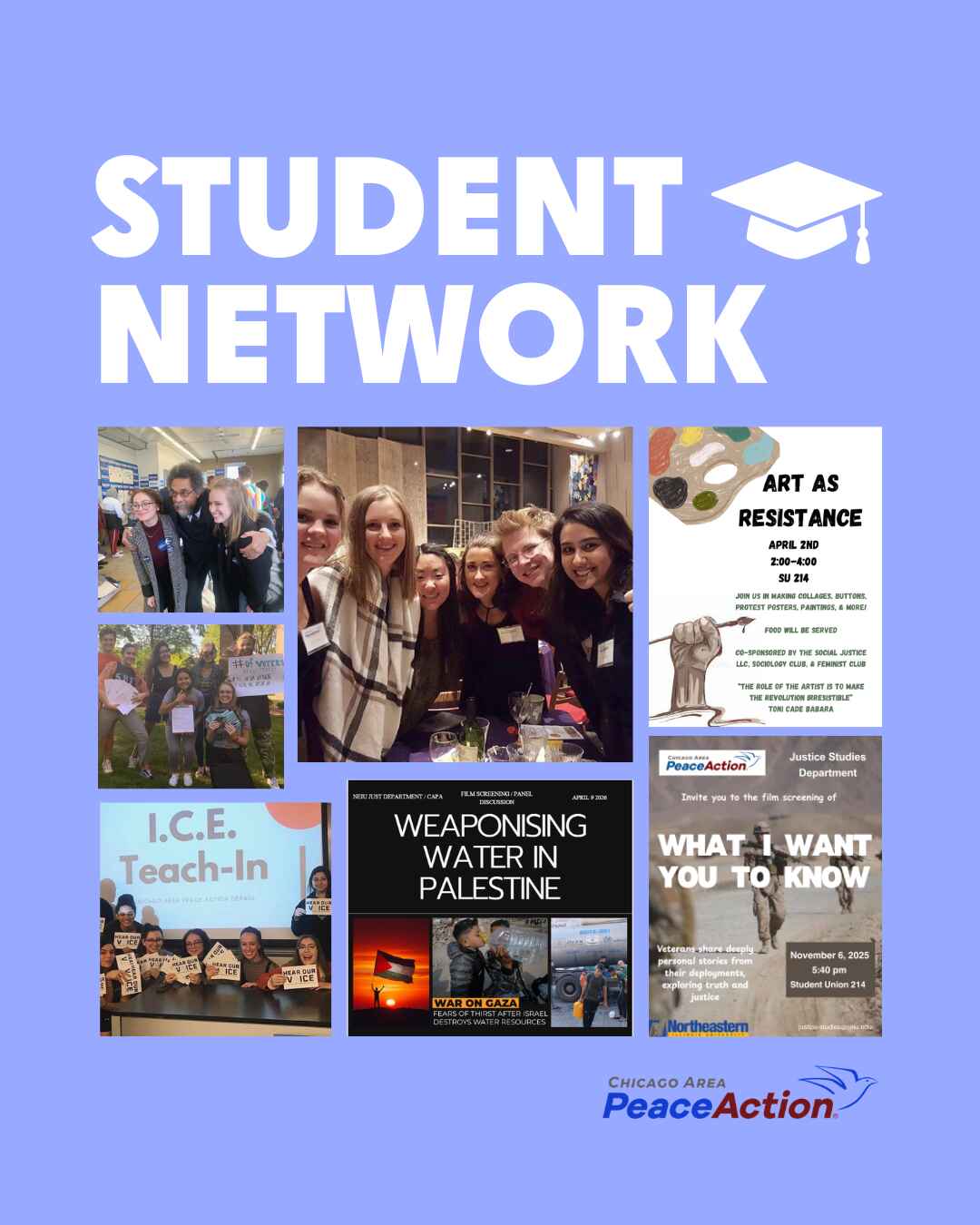 CAPA Student Network, with photos from campus teach-ins and film screenings